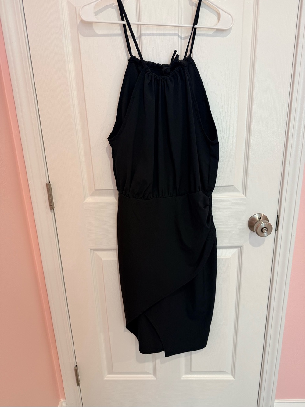 SHEIN Black One-Shoulder Draped Mini Dress